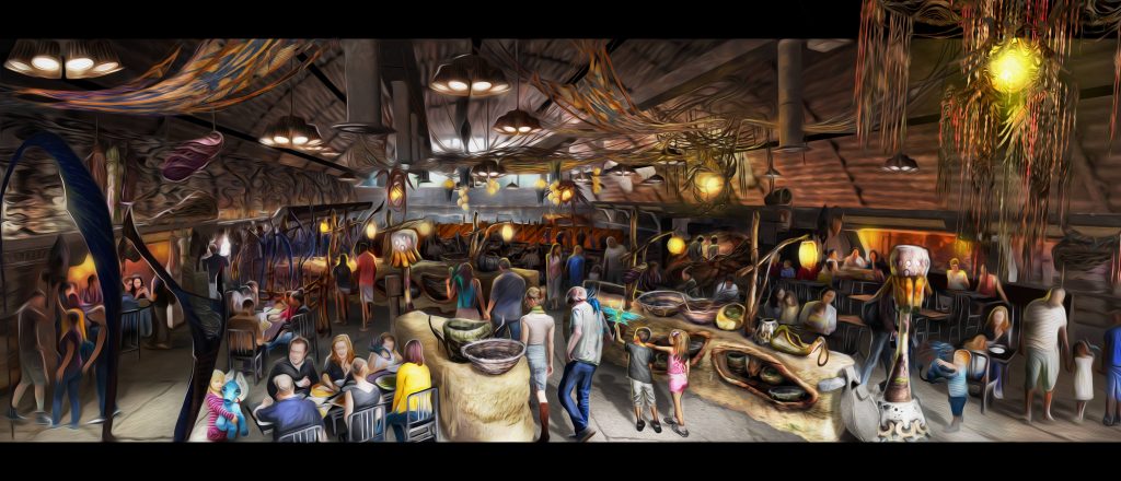Satu’li Canteen, featuring Na’vi art and cultural items, will be the main eatery in Pandora – The World of AVATAR.